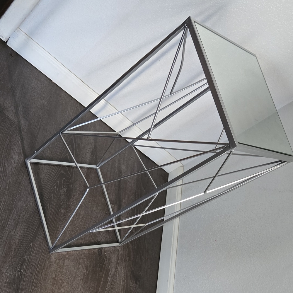 Modern Silver Geometric Art Stand